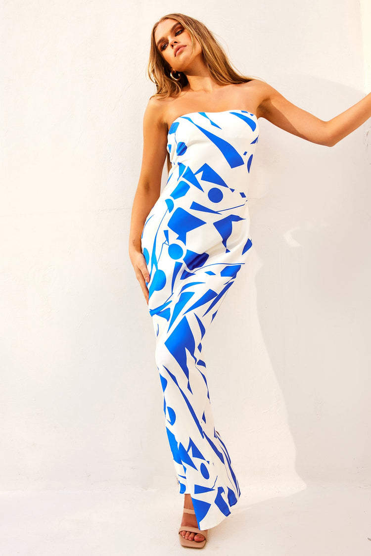 Dawn Satin Maxi Dress - Blue