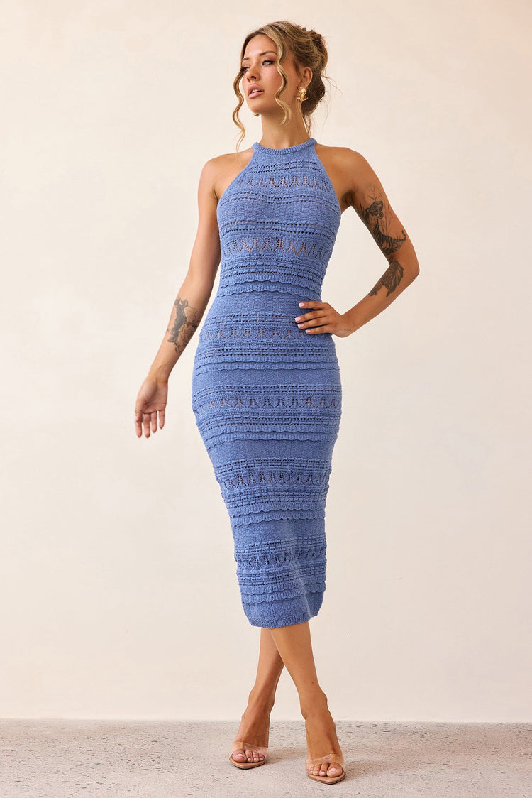 Kaila Knit Midi Dress - Midnight Blue-KNITWEARS