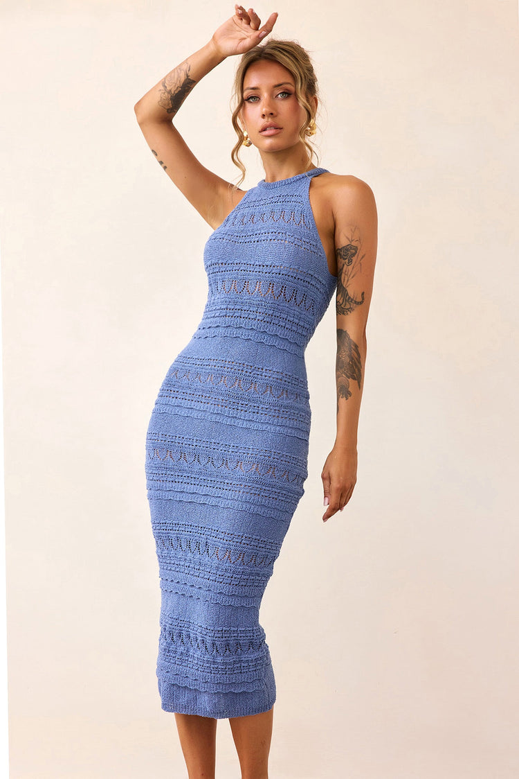 Kaila Knit Midi Dress - Midnight Blue-KNITWEARS