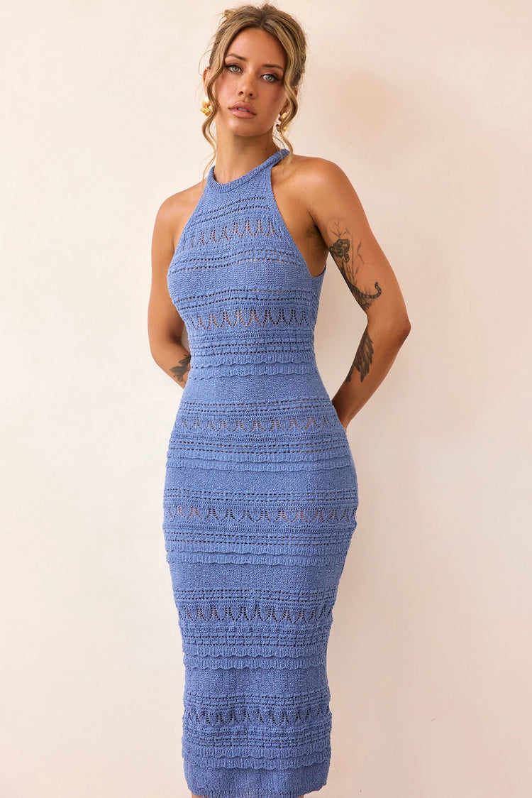 Kaila Knit Midi Dress - Midnight Blue-KNITWEARS
