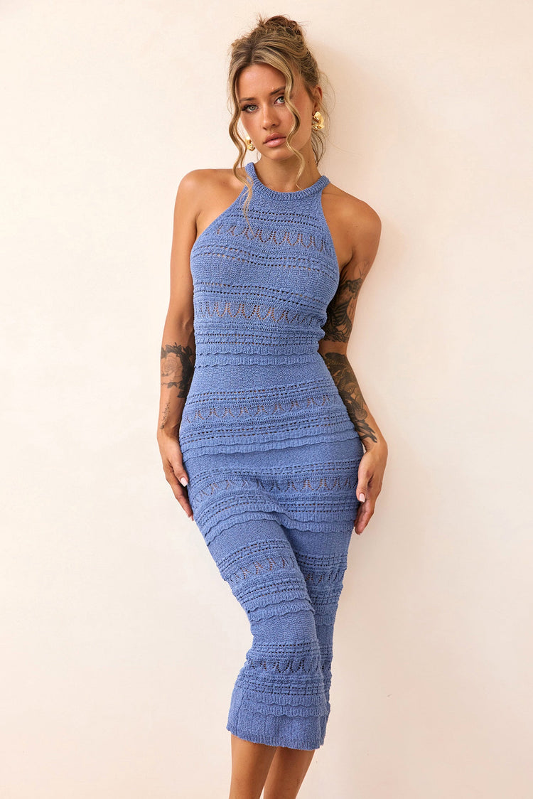 Kaila Knit Midi Dress - Midnight Blue-KNITWEARS