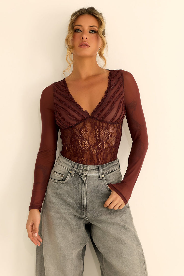 Riviera Lace Top - Chocolate