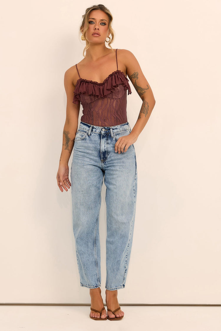 Soft Whispers Lace Bodysuit - Chocolate