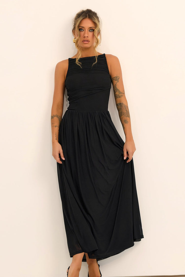 Painters Garden Maxi Dress - Black