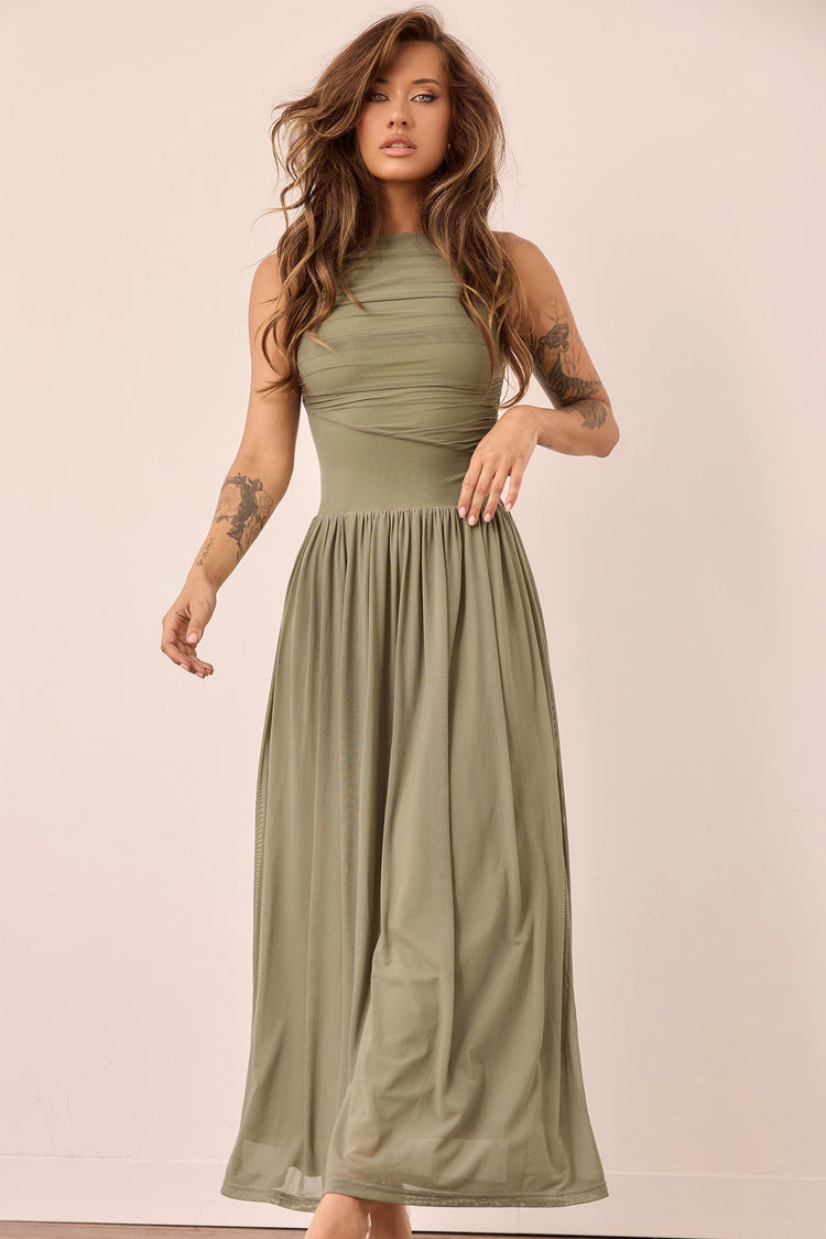 Painters Garden Maxi Dress - Olive