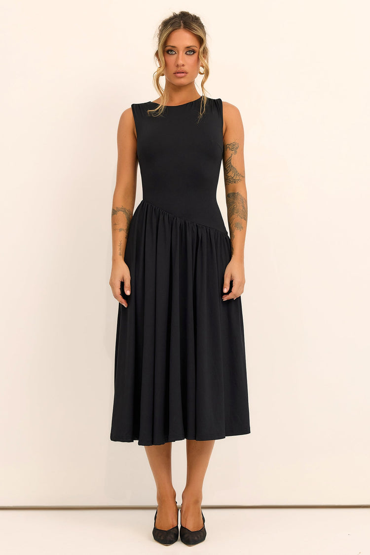 Meadowline Jersey Midi Dress - Black