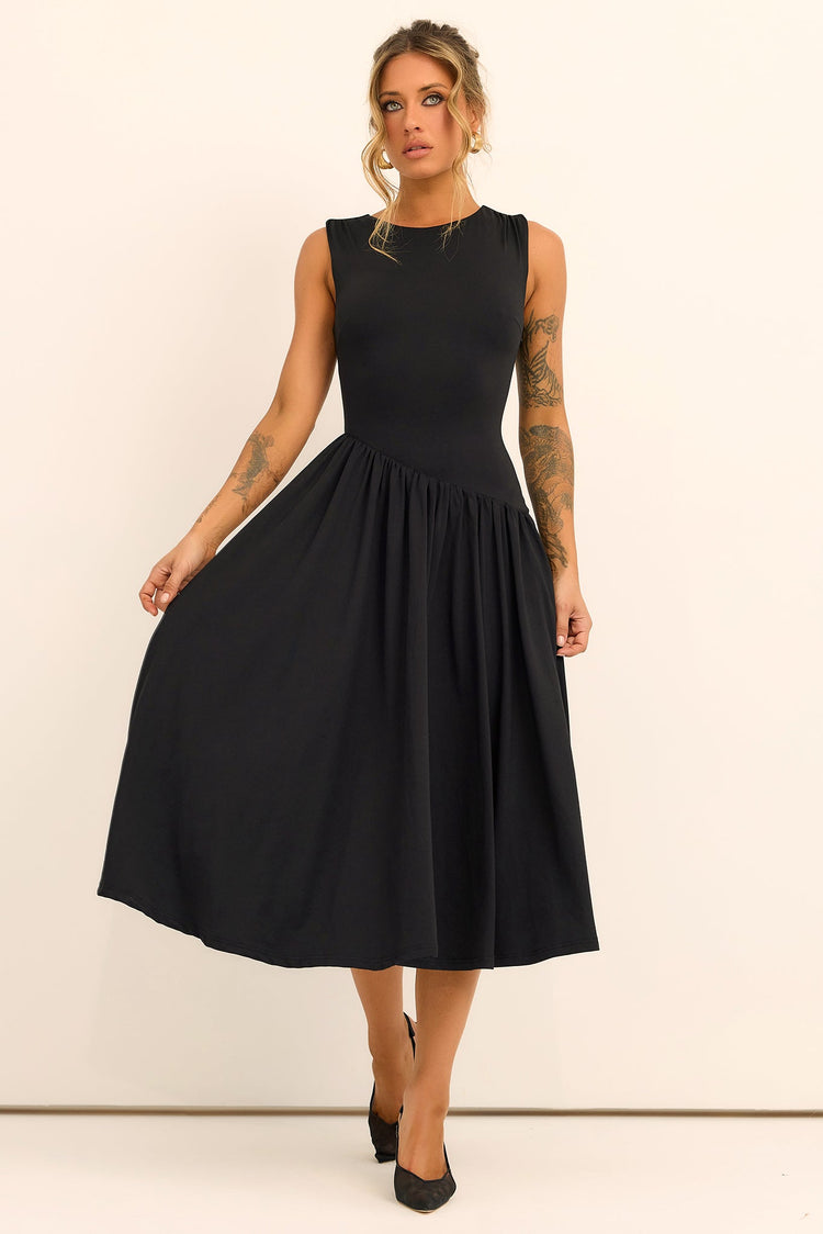 Meadowline Jersey Midi Dress - Black