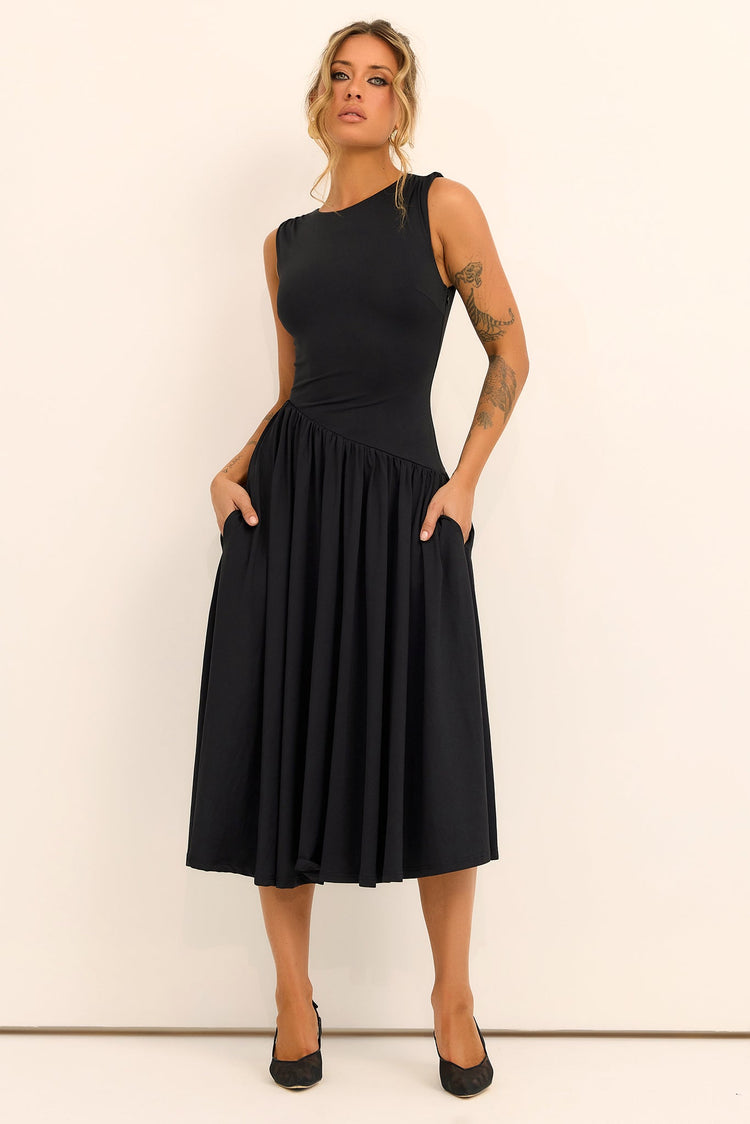Meadowline Jersey Midi Dress - Black