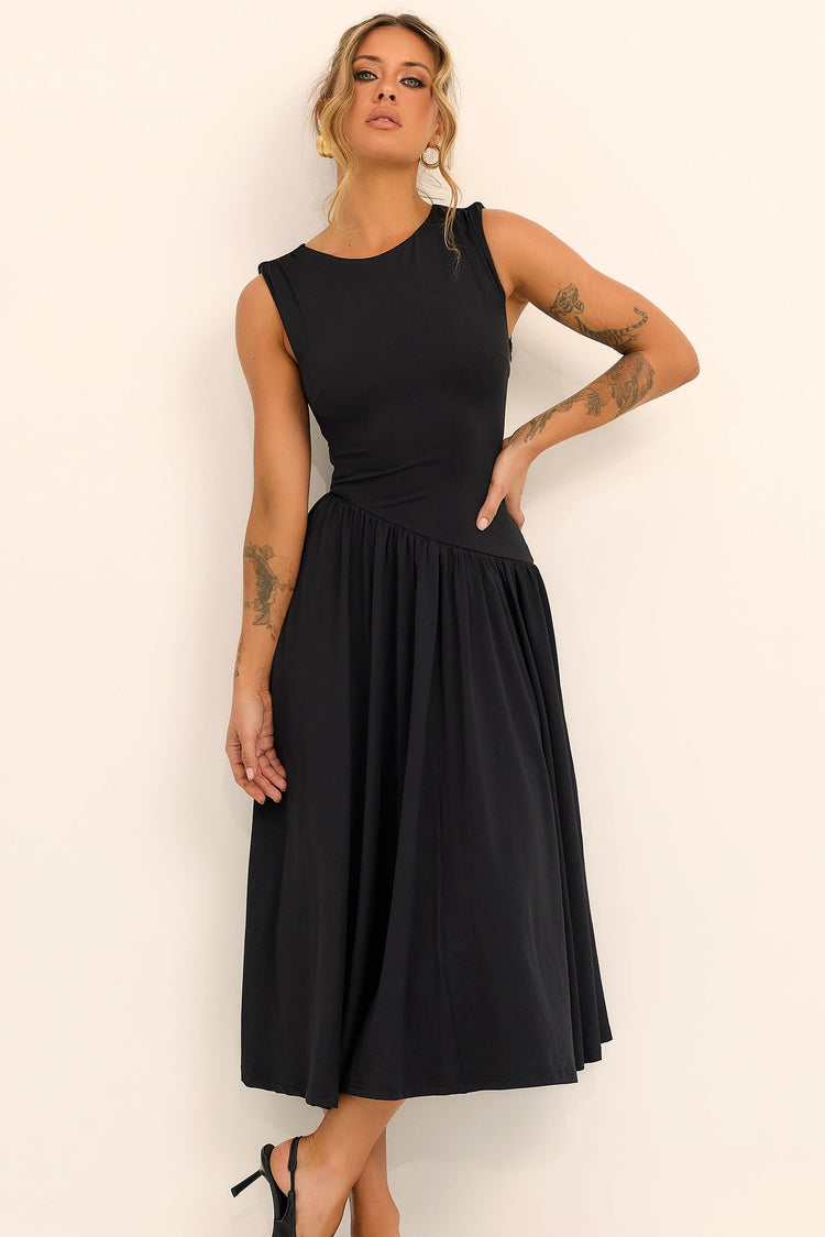 Meadowline Jersey Midi Dress - Black