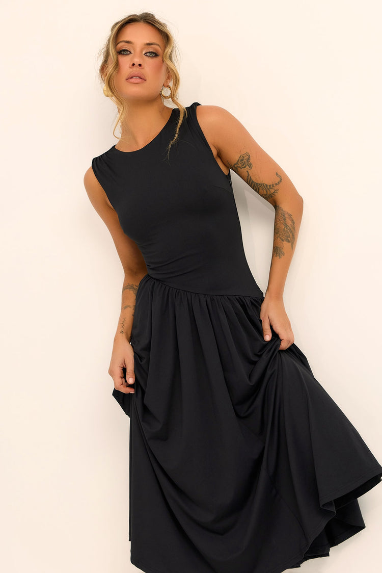 Meadowline Jersey Midi Dress - Black
