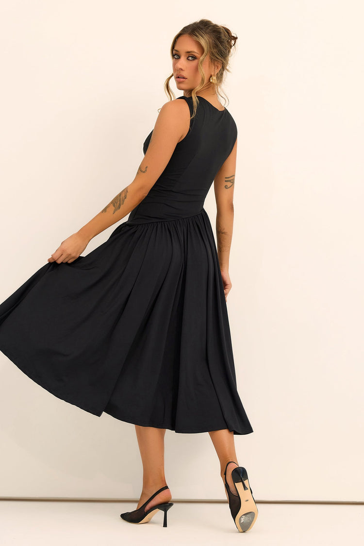 Meadowline Jersey Midi Dress - Black