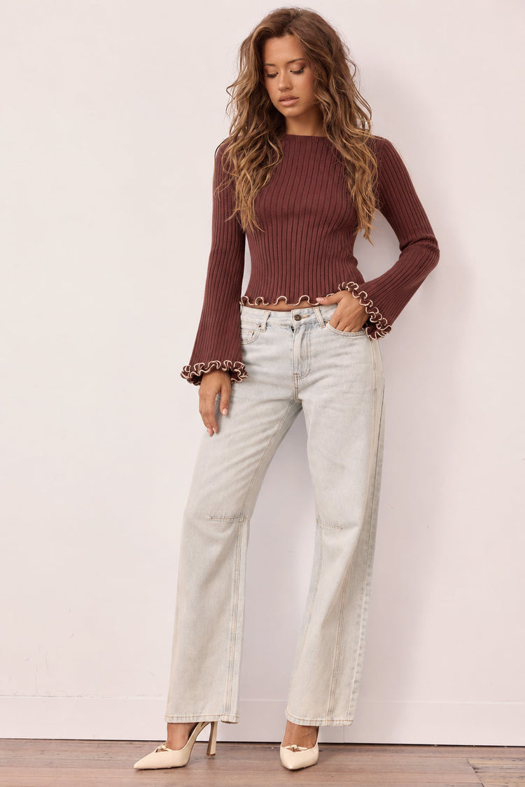 Sugarcurl Knit Top - Cocoa