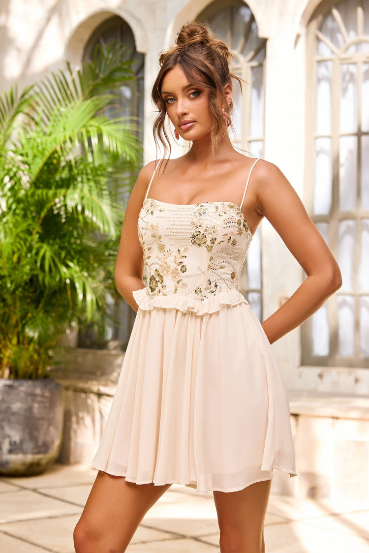 Daylights Whisper Beaded Mini Dress