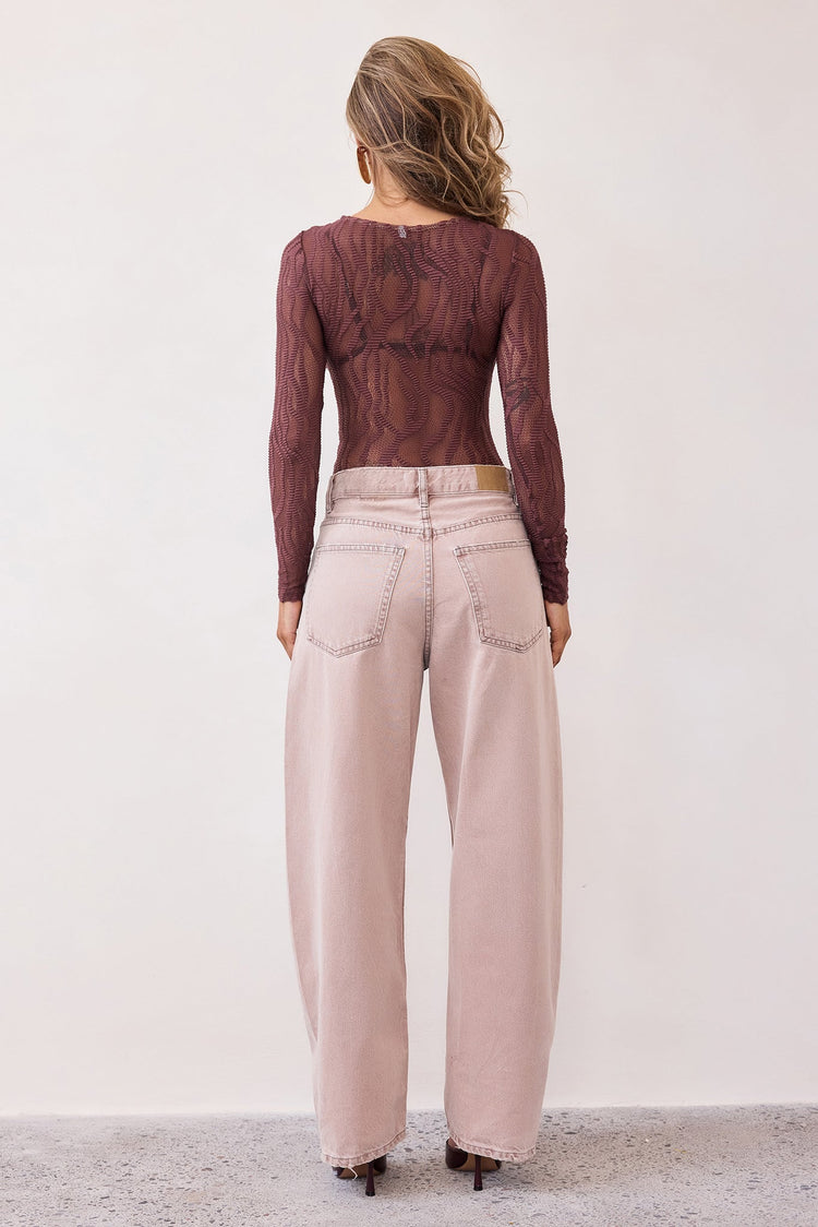 Siren Flow Lace Bodysuit - Cocoa-TOPS