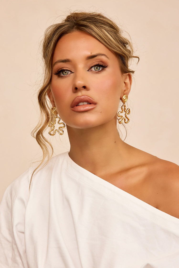 Molten Fleur Earrings - Gold-ACCESSORIES