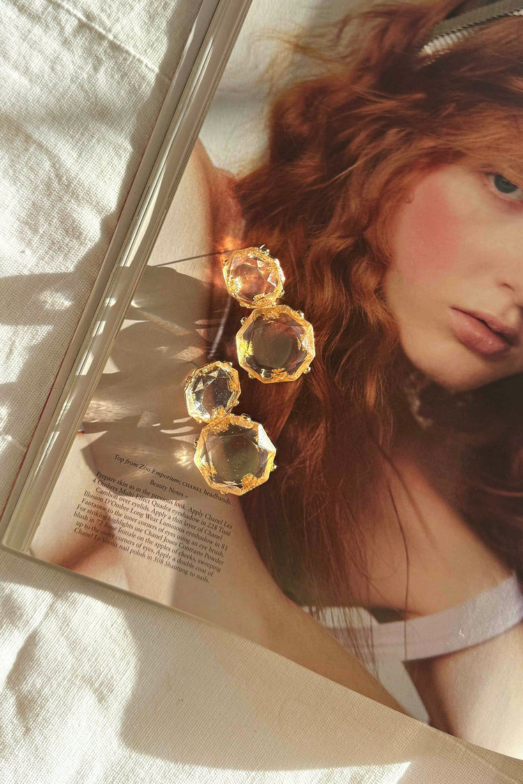 Gilded Halo Earrings - Clear-ACCESSORIES