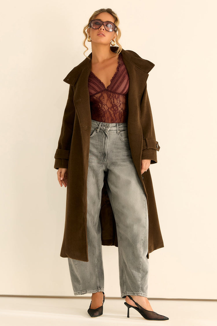 Woodland Affair Woven Coat - Chocolate