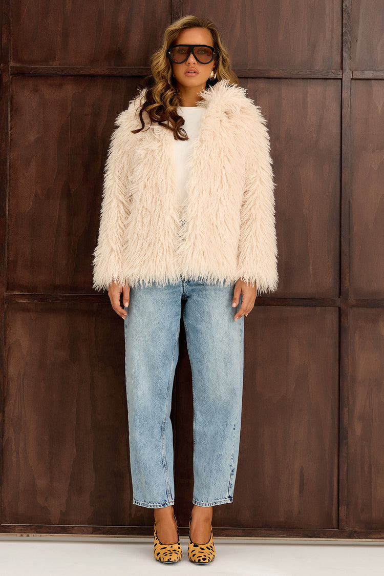 Wild Reverie Vegan Fur Jacket - Cream