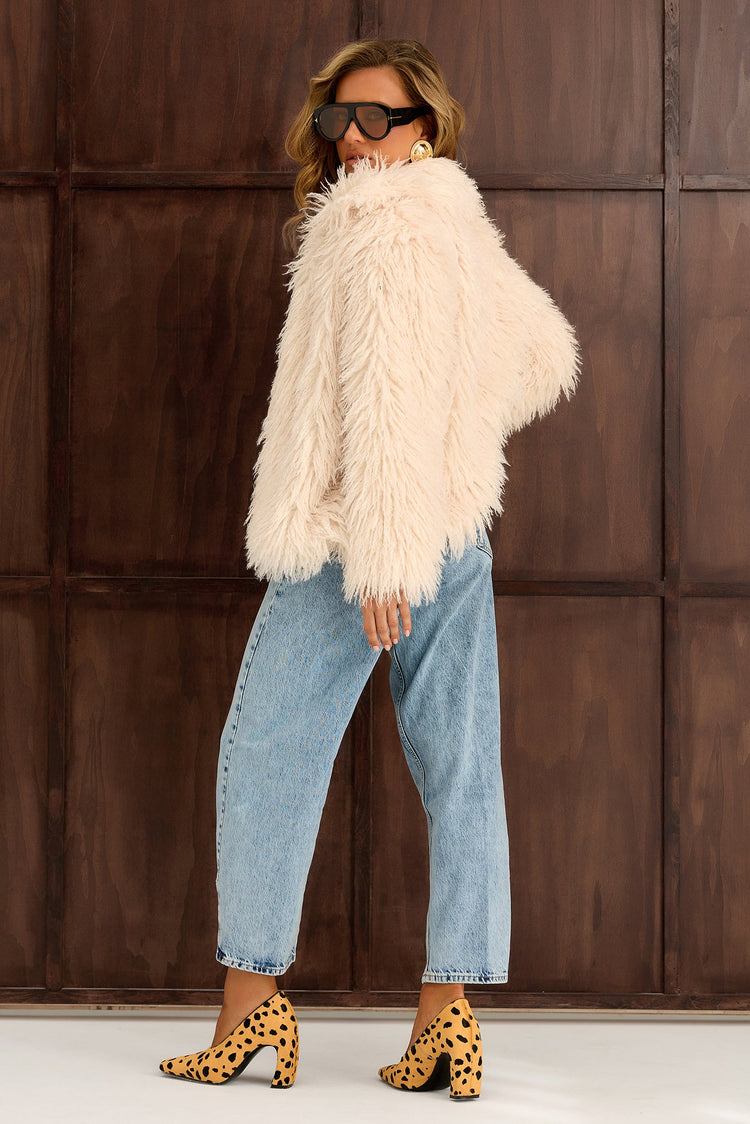 Wild Reverie Vegan Fur Jacket - Cream