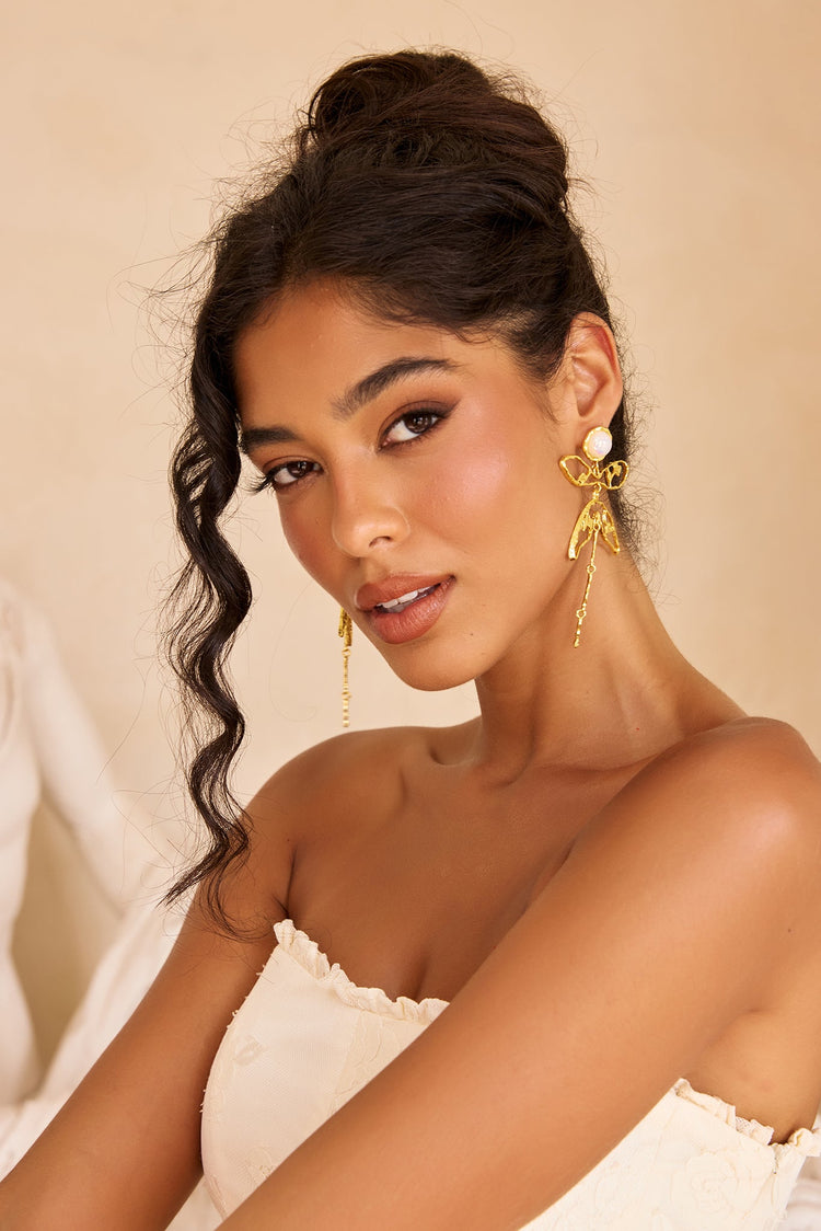 Ophelia Pearl Drop Earrings - Gold