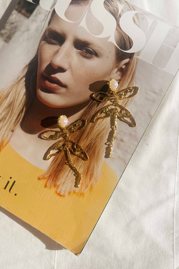 Ophelia Pearl Drop Earrings - Gold