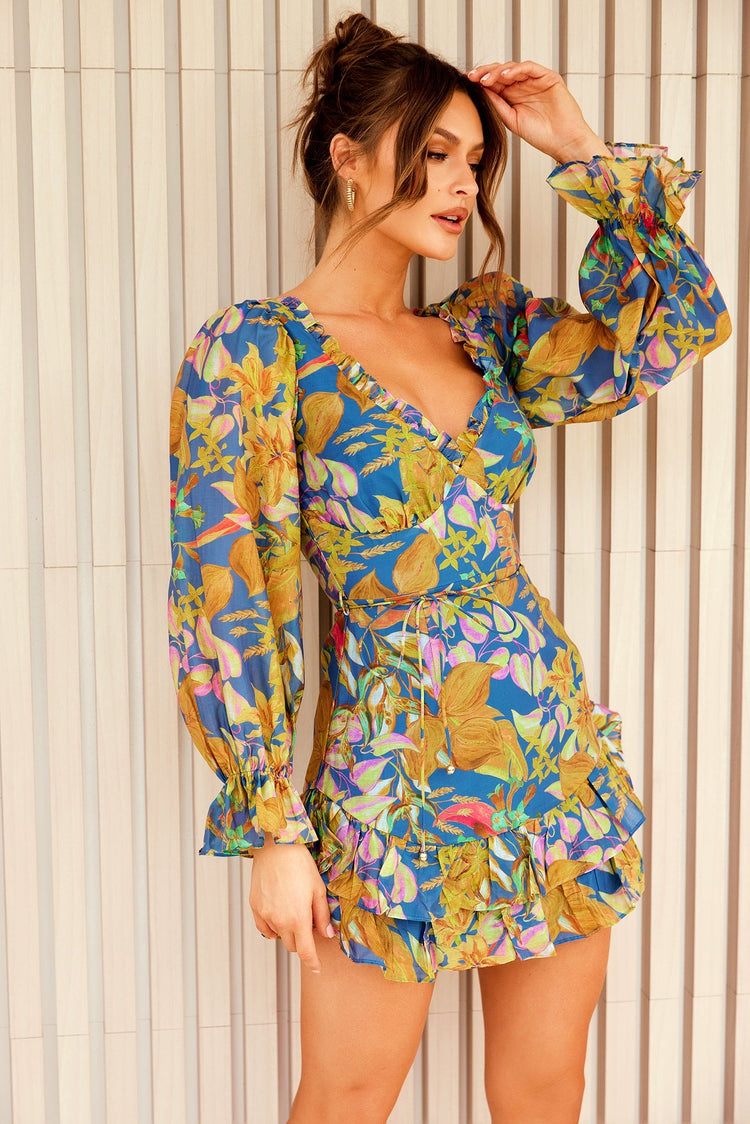 Addison Mini Dress - Blue Multi for women