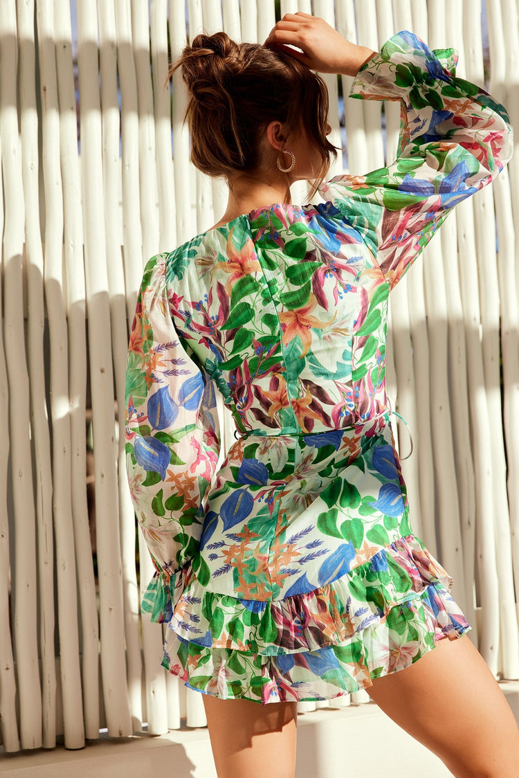 Addison Mini Dress - Green Multi for women