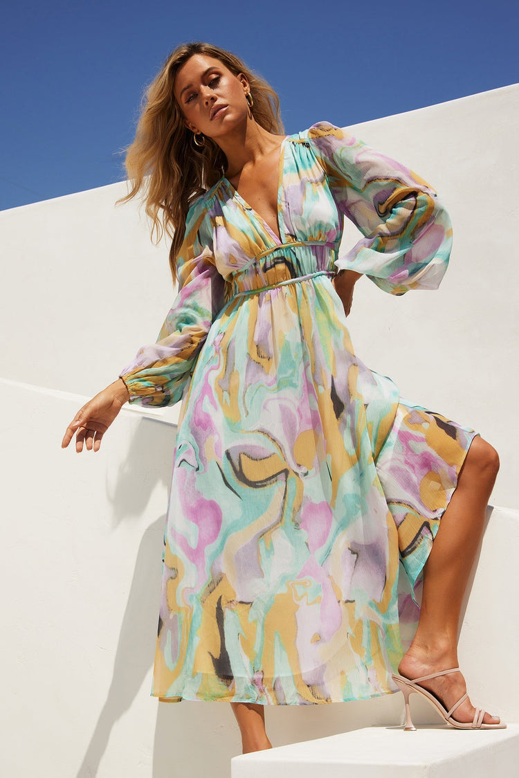 All Cloud Burst Midi Dress - Mint Multi for women