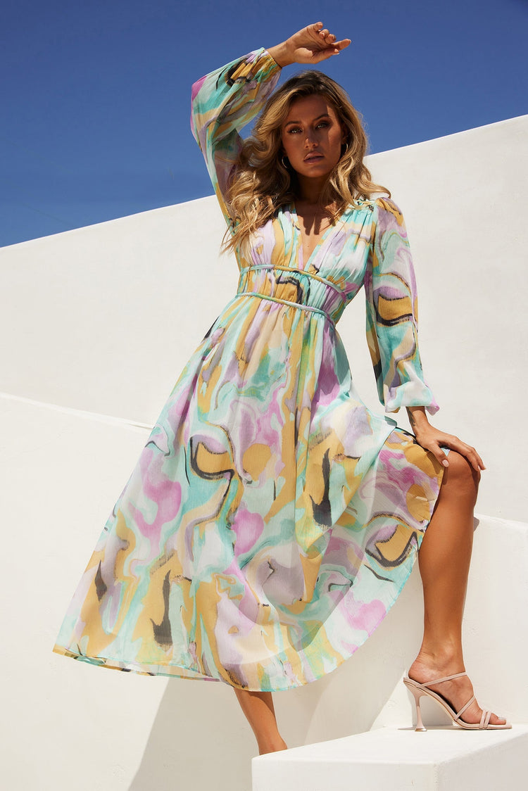 All Cloud Burst Midi Dress - Mint Multi for women