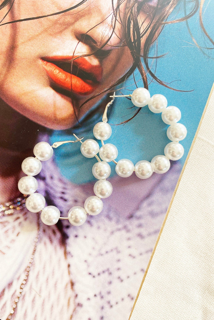 Amber Pearl Hoops - White for women