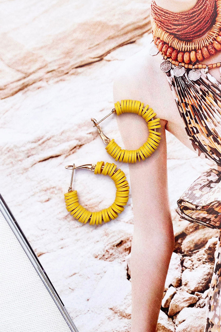 Audrey Hoop Earrings - Mustard for women