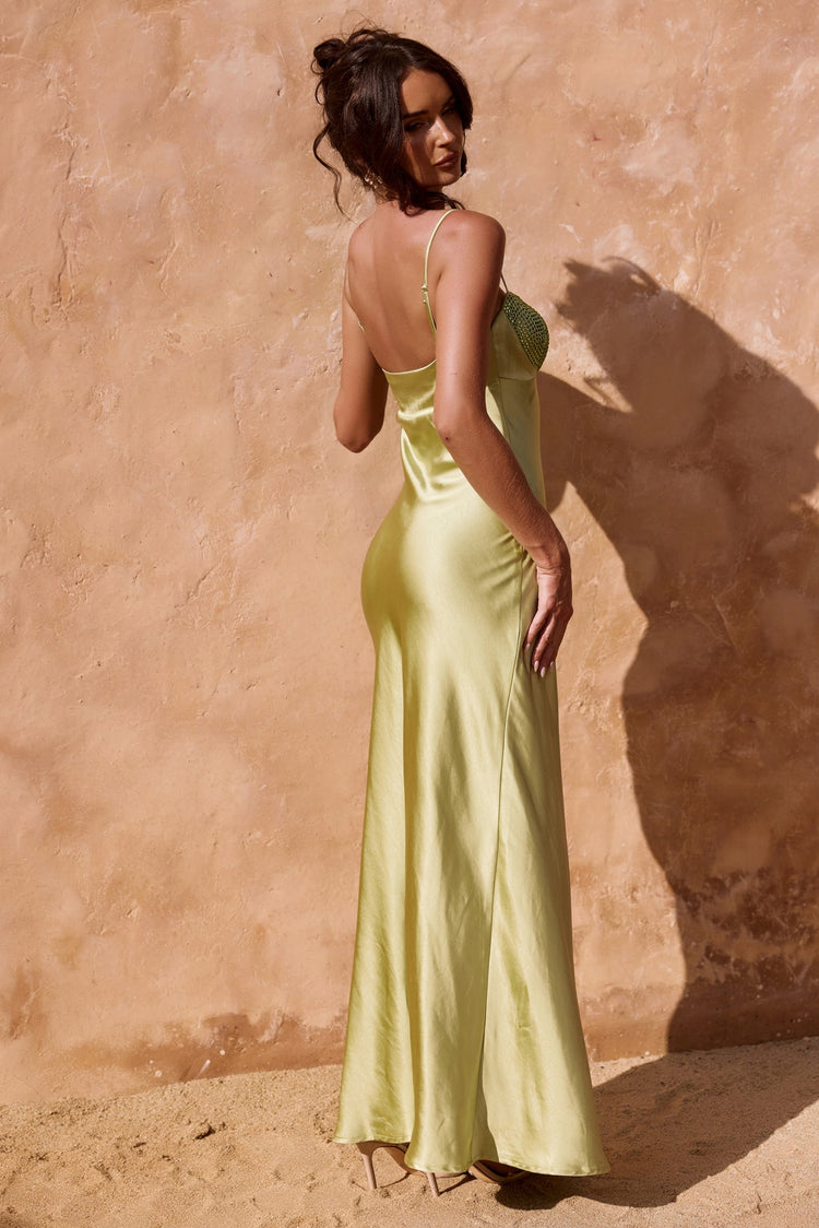 Aurora Crystal Maxi Dress - Olive for women