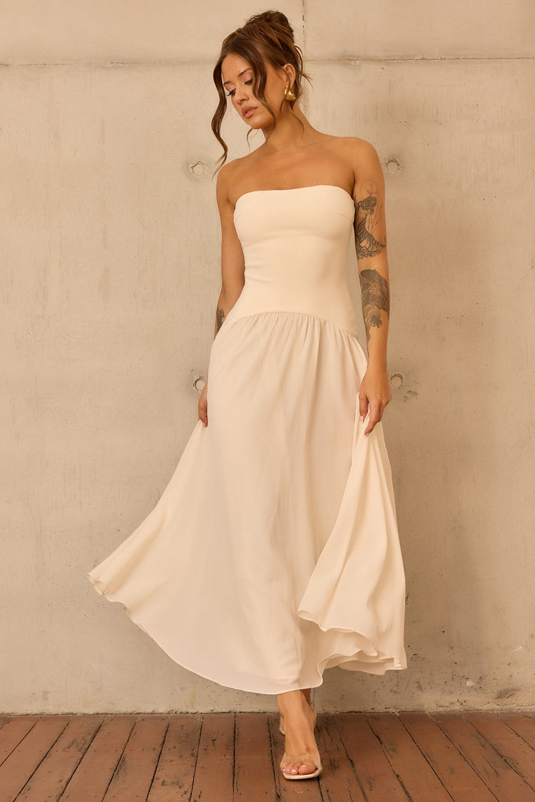 Bare Grace Strapless Maxi Dress - Cream for women