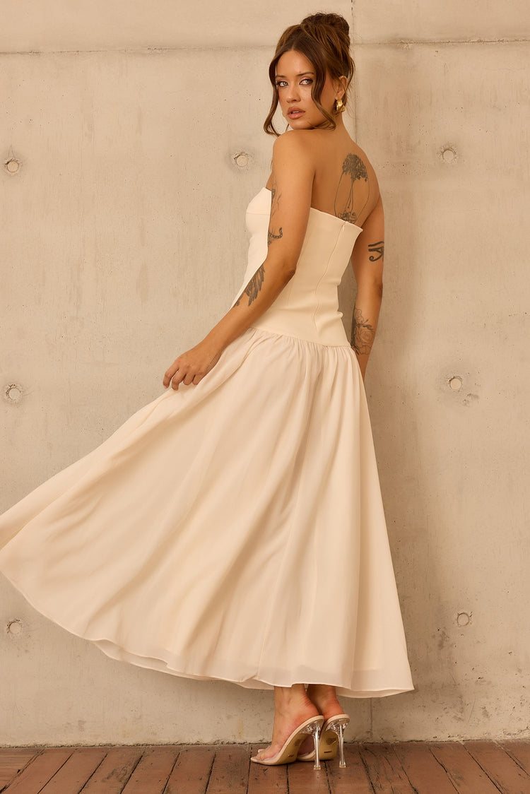 Bare Grace Strapless Maxi Dress - Cream for women
