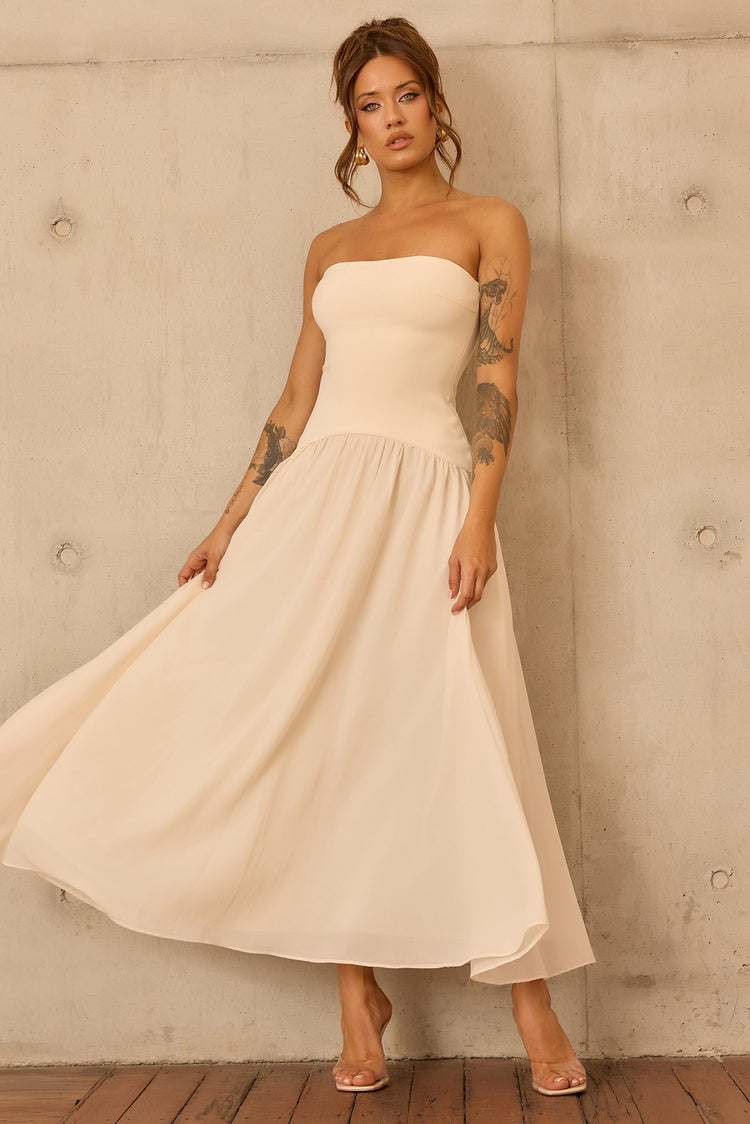 Bare Grace Strapless Maxi Dress - Cream for women