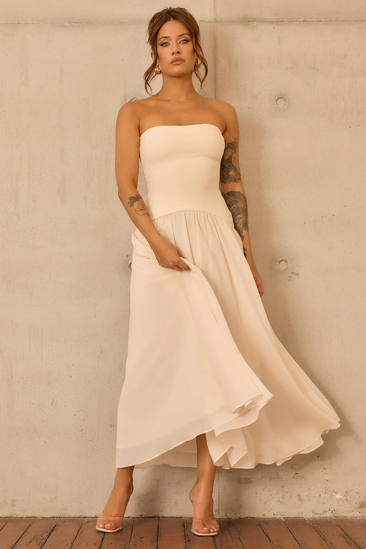 Bare Grace Strapless Maxi Dress - Cream for women