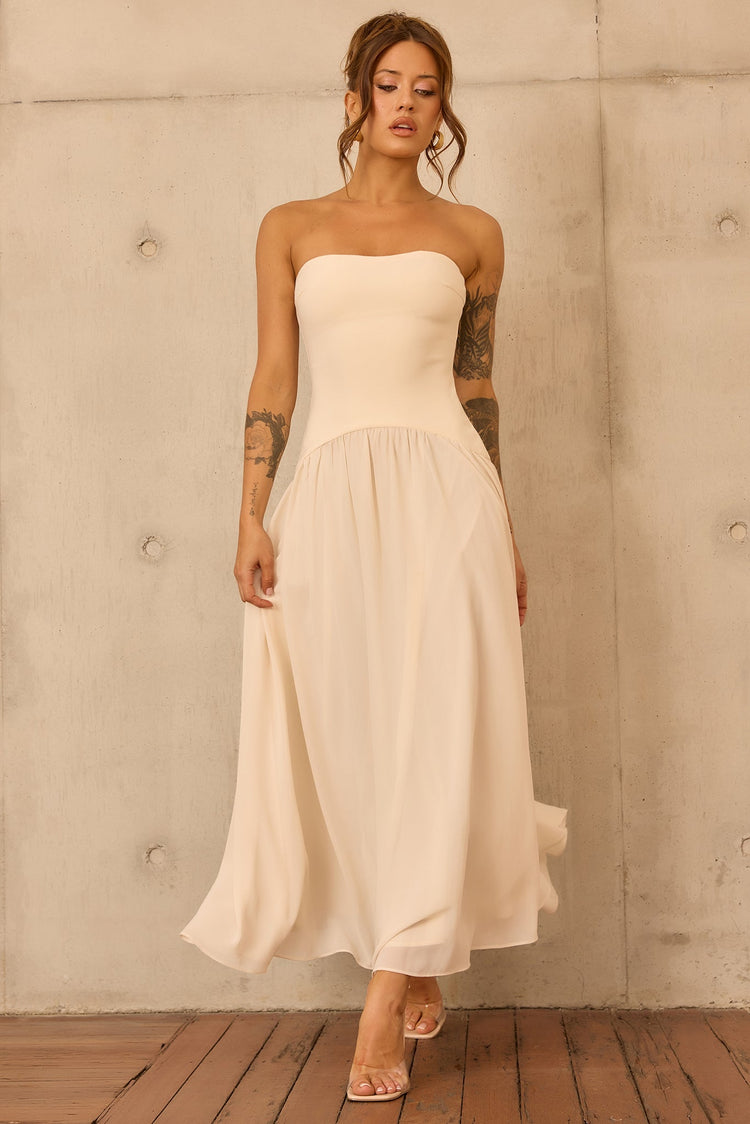 Bare Grace Strapless Maxi Dress - Cream for women