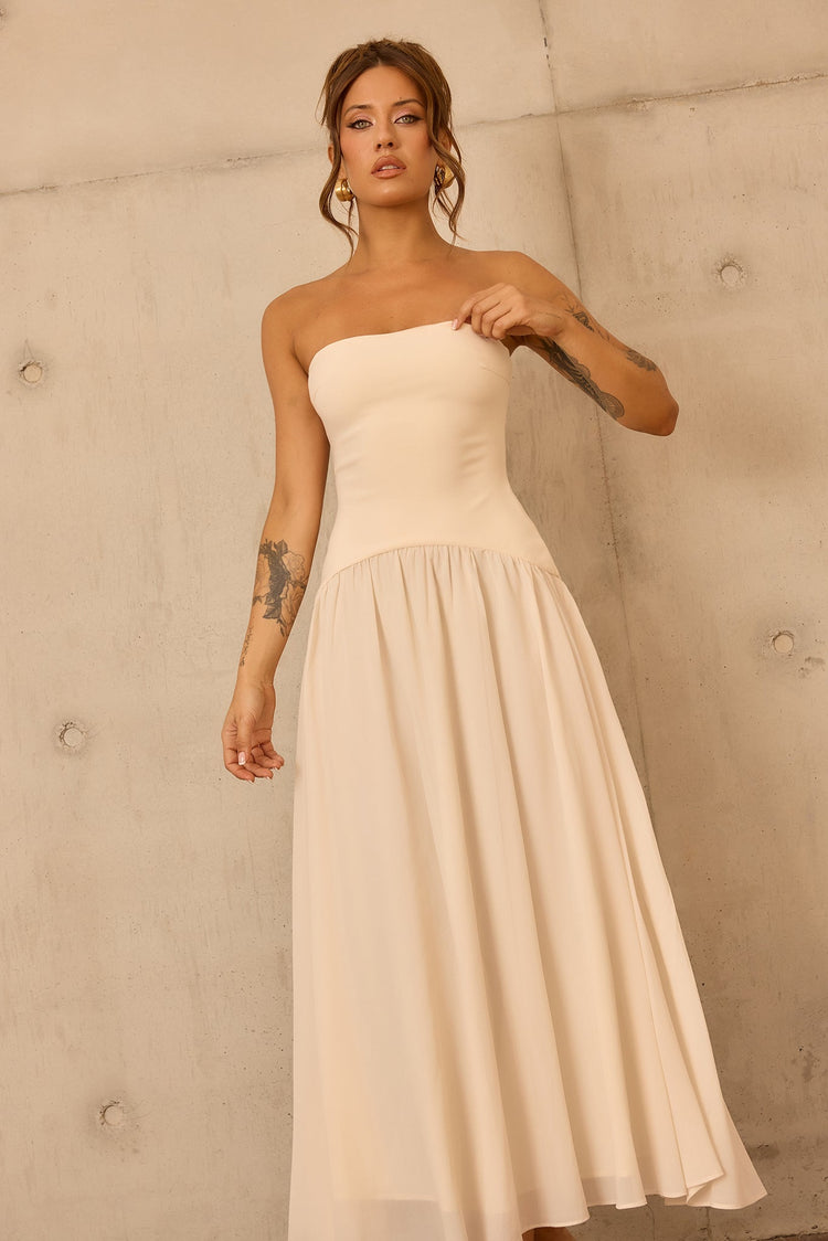 Bare Grace Strapless Maxi Dress - Cream for women