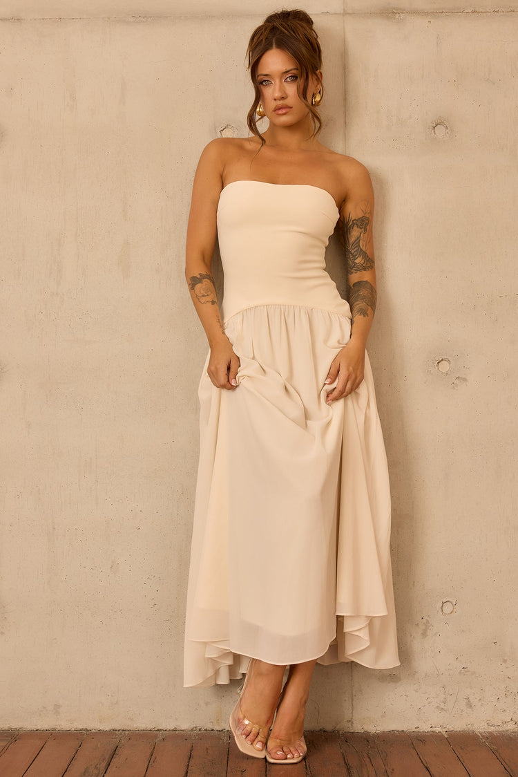 Bare Grace Strapless Maxi Dress - Cream for women