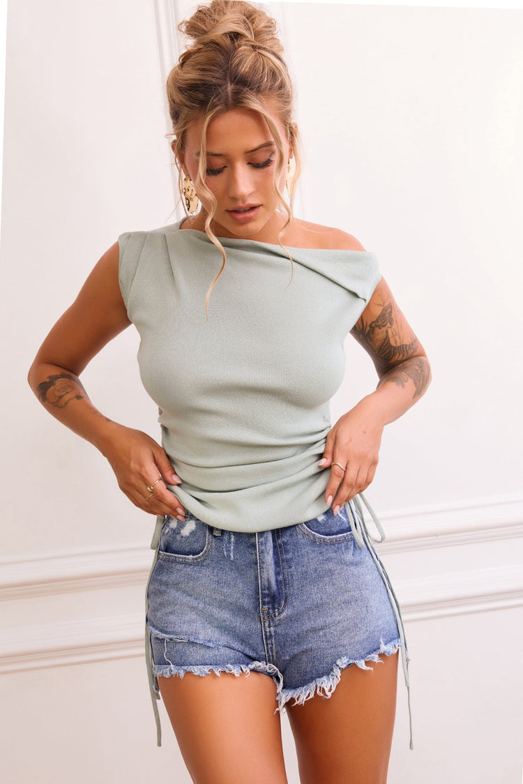 Beastie Denim Shorts - Washed Blue for women