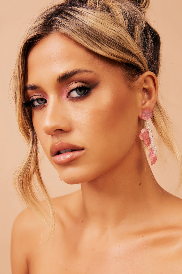 Big Rose Earrings - Pink for women