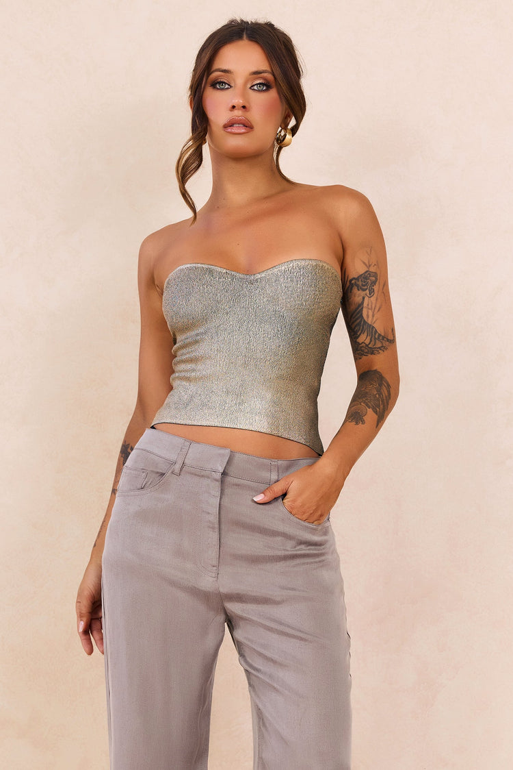 Breezes In Sunsets Foil Knit Top - Gold for women