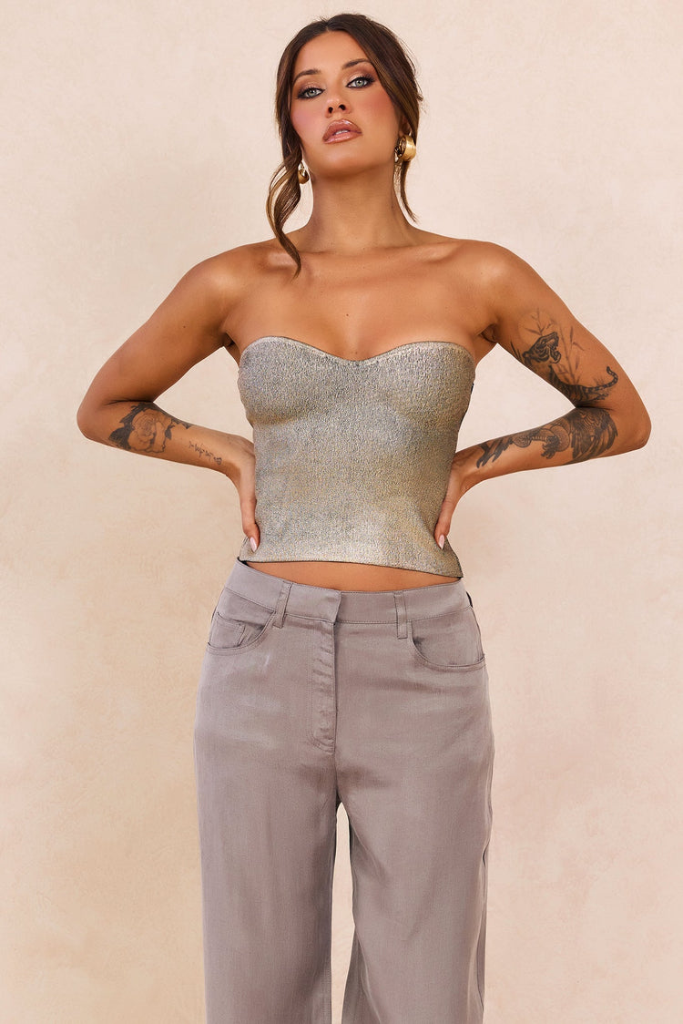 Breezes In Sunsets Foil Knit Top - Gold for women