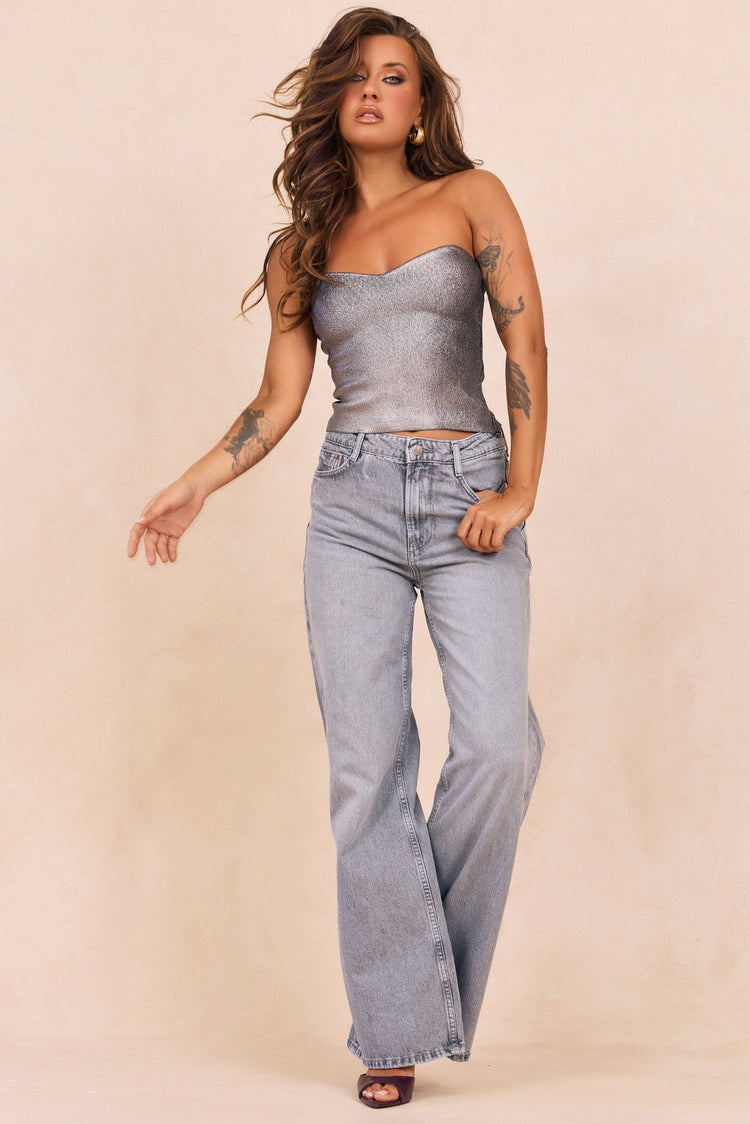 Breezes In Sunsets Foil Knit Top - Iron for women