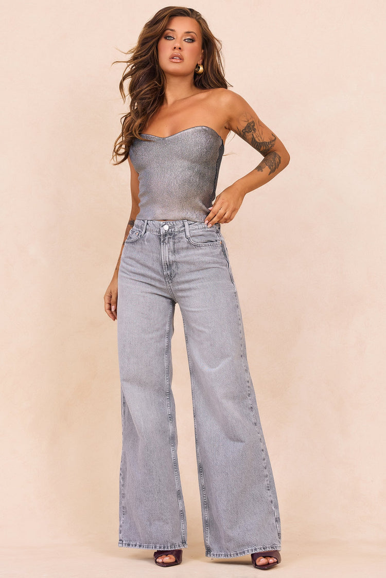 Breezes In Sunsets Foil Knit Top - Iron for women