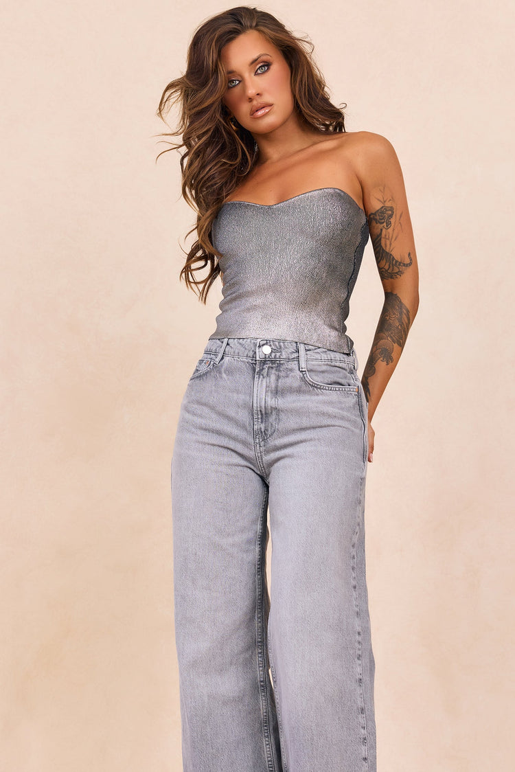 Breezes In Sunsets Foil Knit Top - Iron for women