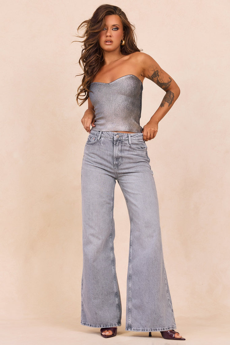 Breezes In Sunsets Foil Knit Top - Iron for women