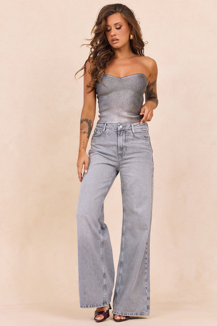 Breezes In Sunsets Foil Knit Top - Iron for women