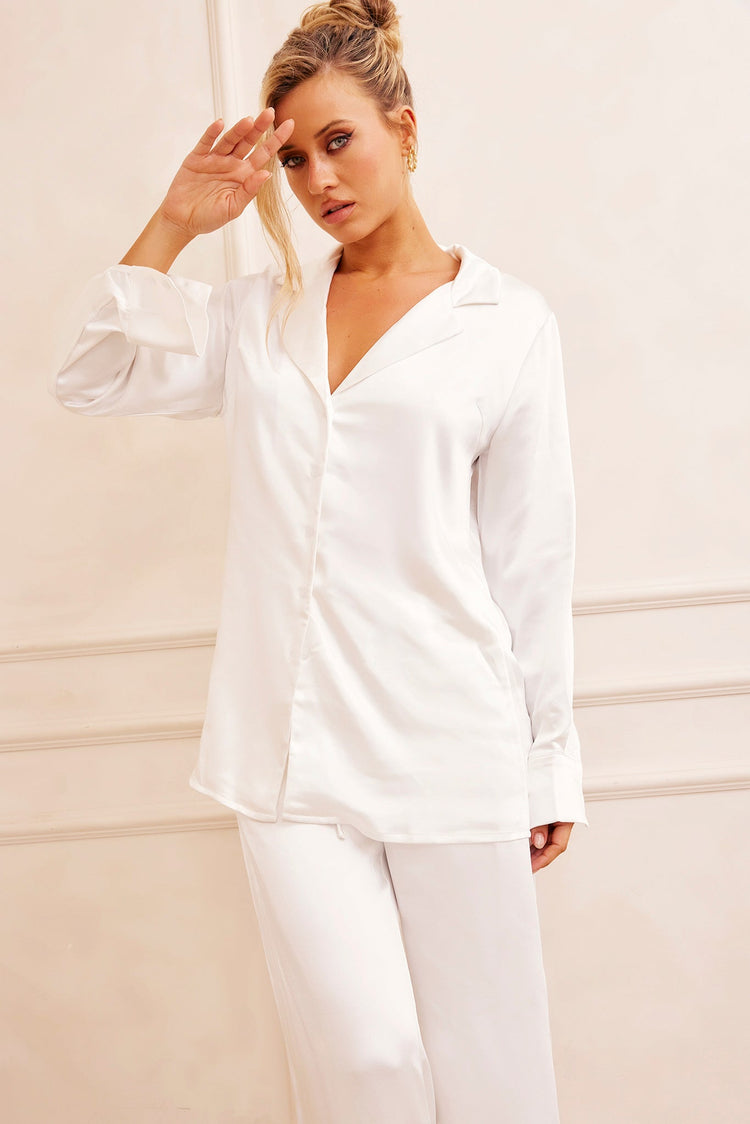 Brooklin Satin Pants - White for women