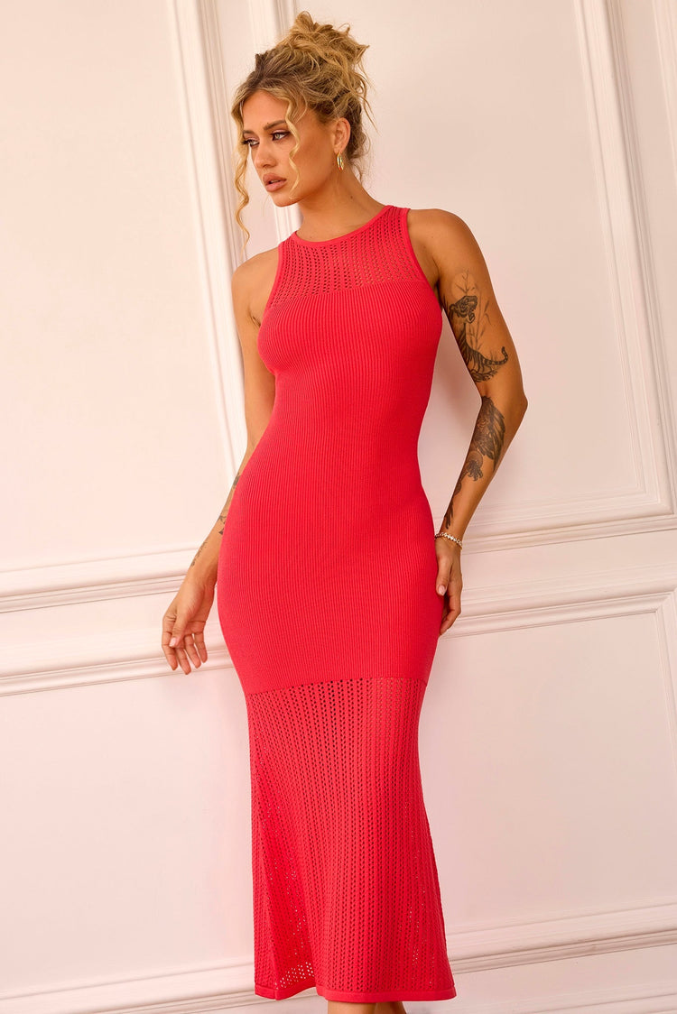 Butterfly Effect Knit Midi Dress - Red for women